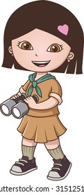 Girl Explorer with Binoculars