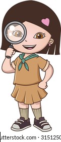Girl Explorer with Magnifying Glass