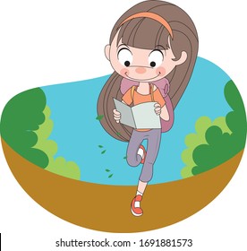 girl exploring with a map