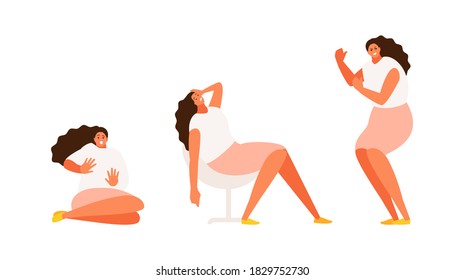Girl expressing different emotions vector