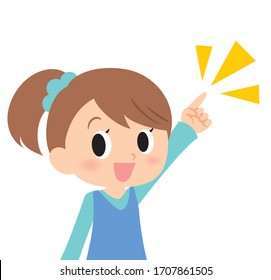 girl expression and emotions,point and attention