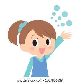 girl expression and emotions,wave hands