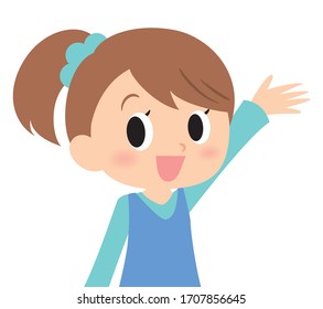 girl expression and emotions,wave hands