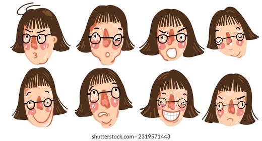 girl with expression in many mood