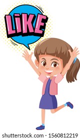 Girl with expression word like illustration