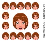 Girl expressions with lip sync. Funny cartoon and vector isolated character.
