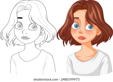 A girl with expressive eyes and short hair