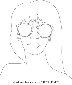 
Girl with eyeglasses line art