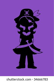 Girl Eyepatch Pirate Purple Silhouette