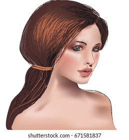 Girl face 3d realism vector