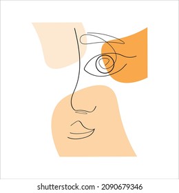 girl face, abstraction icon vector illustration