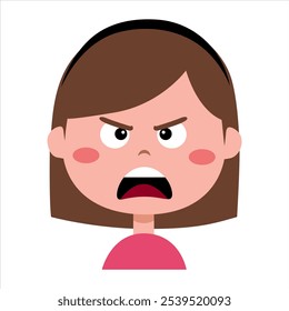 Girl face with anger emotion. Face expression. The girl is angry