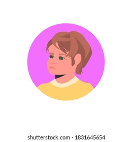 girl face avatar little child female cartoon character portrait vector illustration