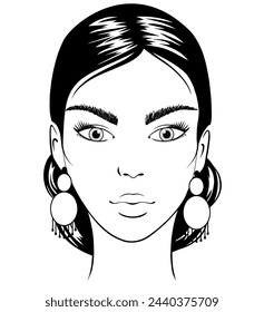 Girl face black vector on white background	