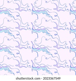 girl face and body vector stained glass style seamless art line pattern