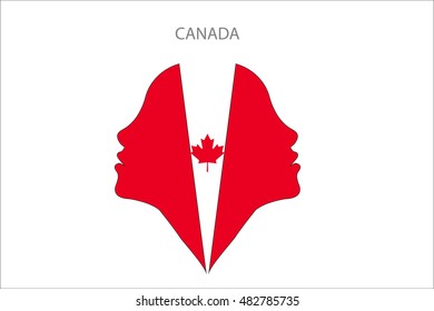 Girl face with CANADA flag vector