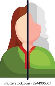 Girl-Gesicht mit Vergleich Vektorsymbol-Design, Beauty- und Körperpflegesymbol, Kosmetik- und Hautpflegezeichen, Stockillustration für Körperästhetika, Vorbehandlung nach der Haarbehandlung