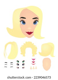 Girl face construction. vector illustration