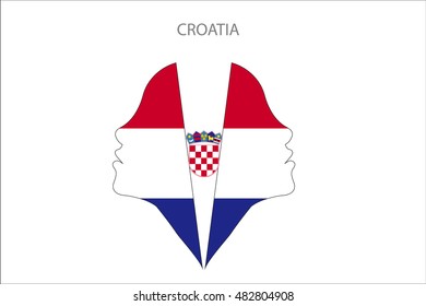 Girl face with CROATIA flag vector