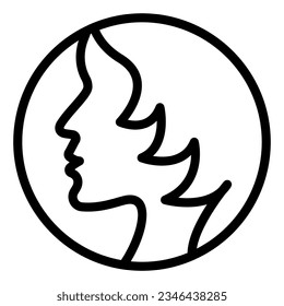 Girl face and fashionable haircut line icon, hairdresser salon concept, haircut vector sign on white background, haircut outline style mobile concept web design. Vector graphics.