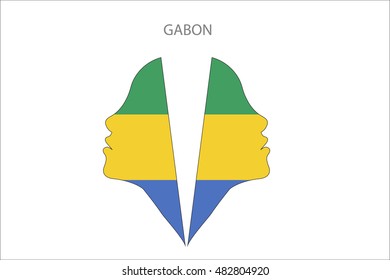 Girl face with GABON flag vector