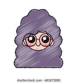 girl face with glasses and hairstyle design