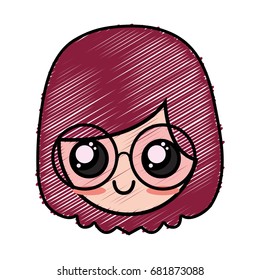 girl face with glasses and hairstyle design