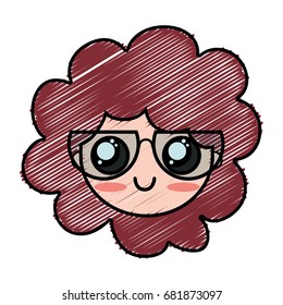 girl face with glasses and hairstyle design