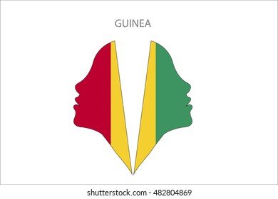 Girl face with GUINEA flag vector