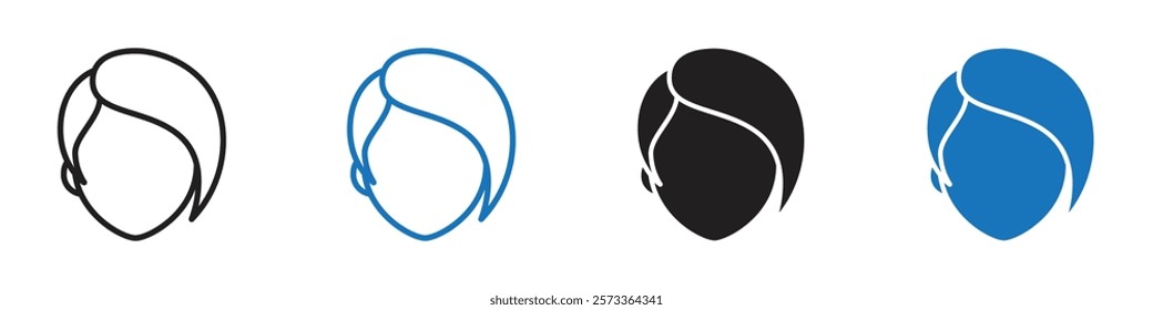 Girl face icon Flat line symbol