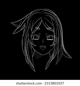 Girl face Japanese anime poster in manga style. Tokyo . Vector design for t-shirt graphics, banner, fashion prints