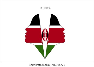 Girl face with KENYA flag vector