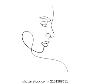 Girl Face Line Art Drawing Portait , Abstract Line Art , One Line Art Face .