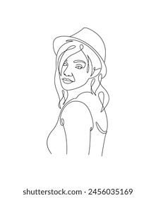 Girl face line art illustration victor portrait print 