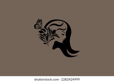 girl face logo background icon design