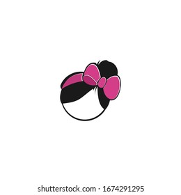 girl face logo simple vector