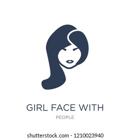 Girl face with long hair icon. Trendy flat vector Girl face with long hair icon on white background from People collection, vector illustration can be use for web and mobile, eps10