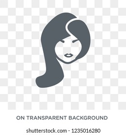 Girl face with long hair icon. Trendy flat vector Girl face with long hair icon on transparent background from People collection. 