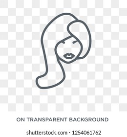 Girl face with long hair icon. Trendy flat vector Girl face with long hair icon on transparent background from People collection. High quality filled Girl face with long hair symbol use for web and