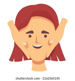 Girl face massage icon cartoon vector. Skin beauty. Woman care