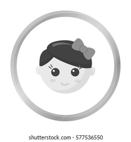 Girl face monochrome icon. Illustration for web and mobile design.