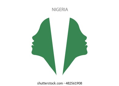 Girl face with Nigeria flag vector