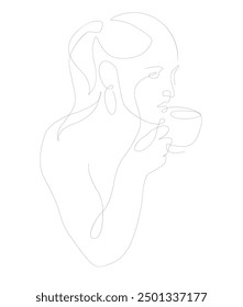 Girl face one line art