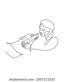 Girl face one line art illustration victor portrait logo