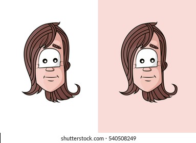 Girl face with open hair .Vector illustration