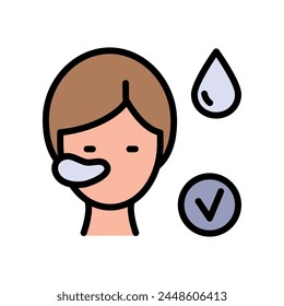 Girl face with patches color icon. Beauty procedure concept, applying cosmetic patches under the eyes sign. Gel patch on face simple icon. Skin care and moisturizing vector graphics