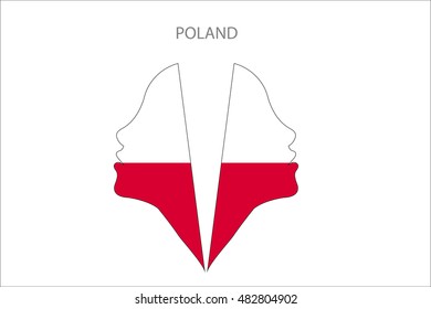 Girl face with POLAND flag vector