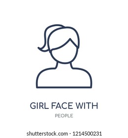 Girl face with ponytails icon. Girl face with ponytails linear symbol design from People collection. Simple outline element vector illustration on white background.