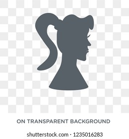 Girl face with ponytails icon. Trendy flat vector Girl face with ponytails icon on transparent background from People collection. 