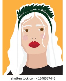 girl face print young woman portre illustration